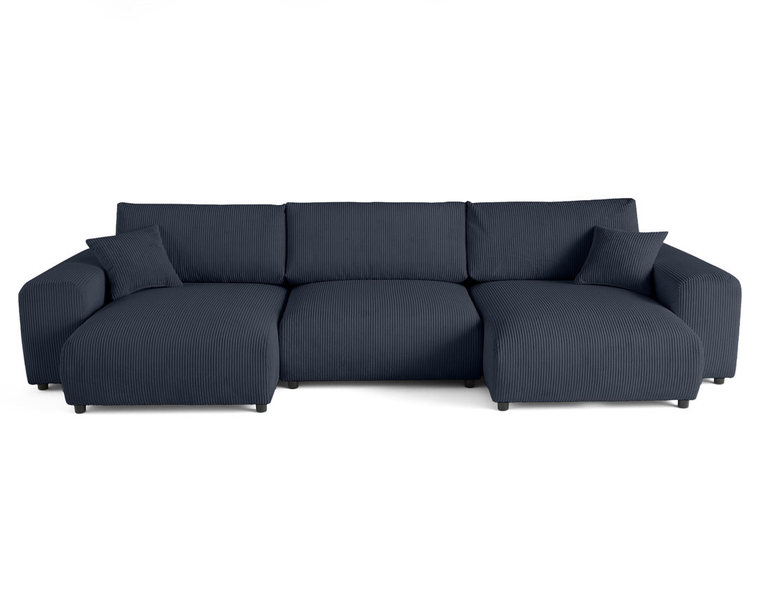 Canapé panoramique en U 7 places en velours côtelé Garance