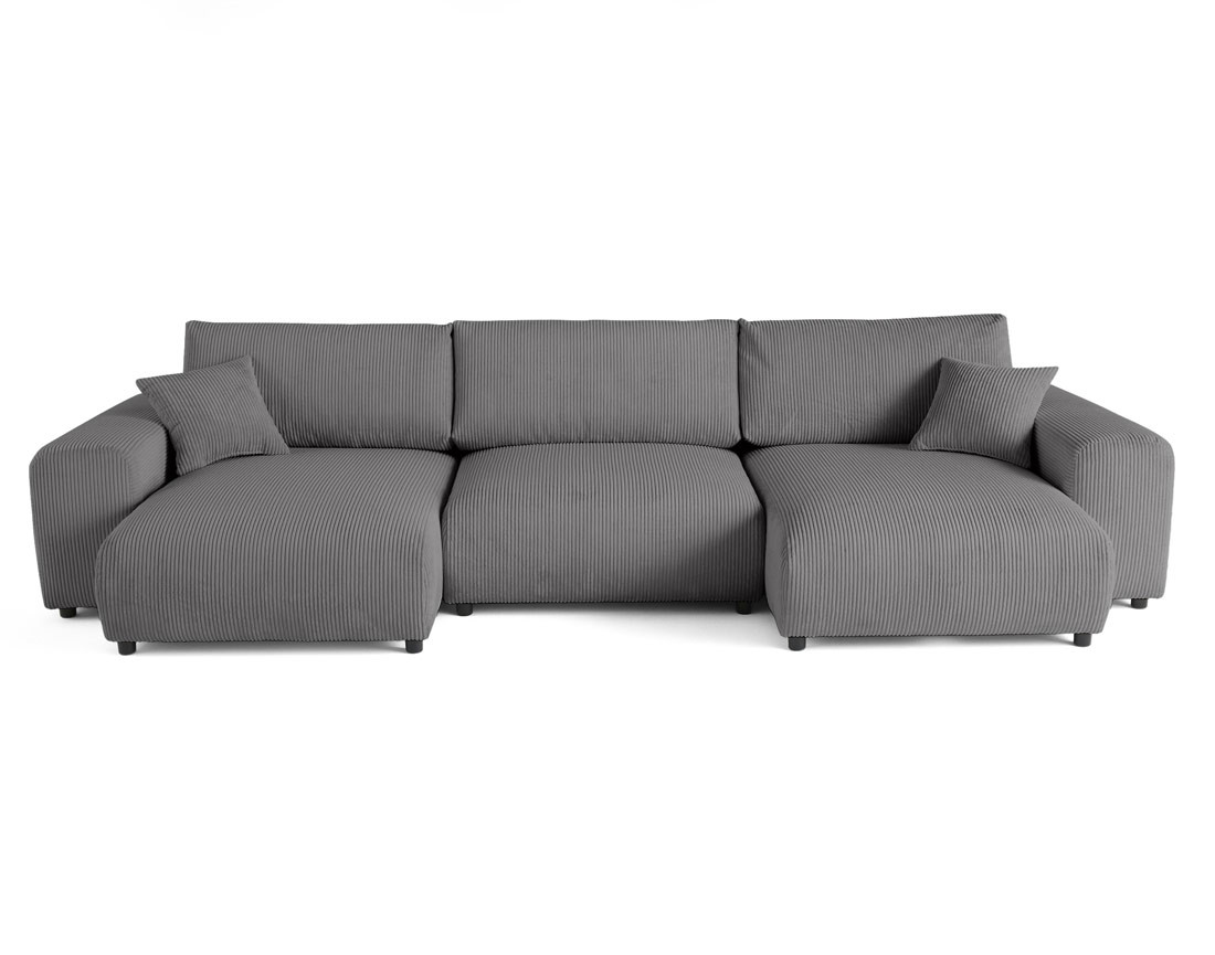 Canapé panoramique en U 7 places en velours côtelé Garance