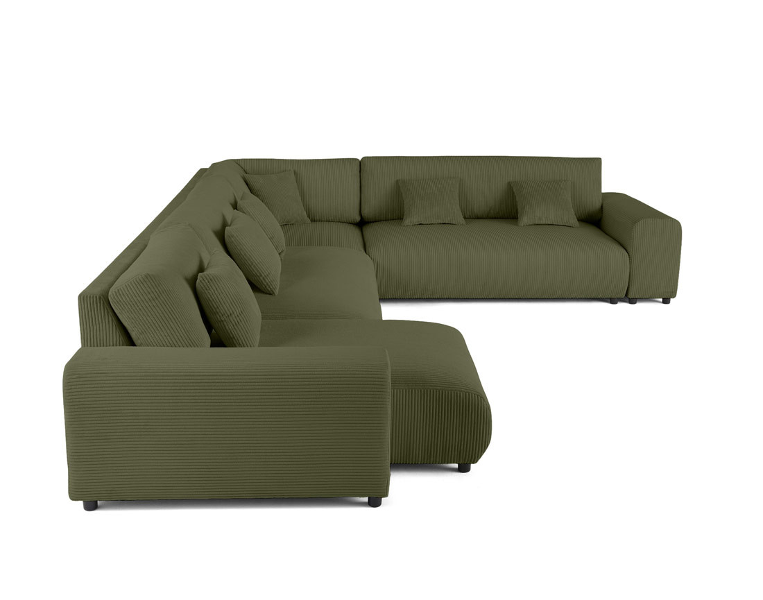 Canapé modulable d'angle droit 8 places en velours côtelé Garance