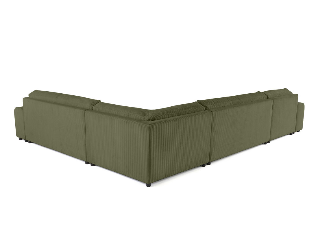 Canapé modulable d'angle droit 8 places en velours côtelé Garance