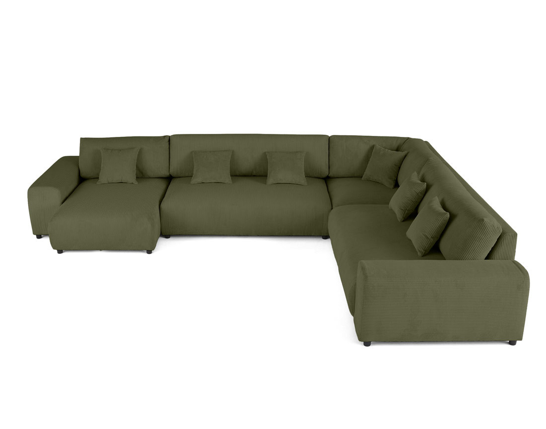 Canapé modulable d'angle droit 8 places en velours côtelé Garance