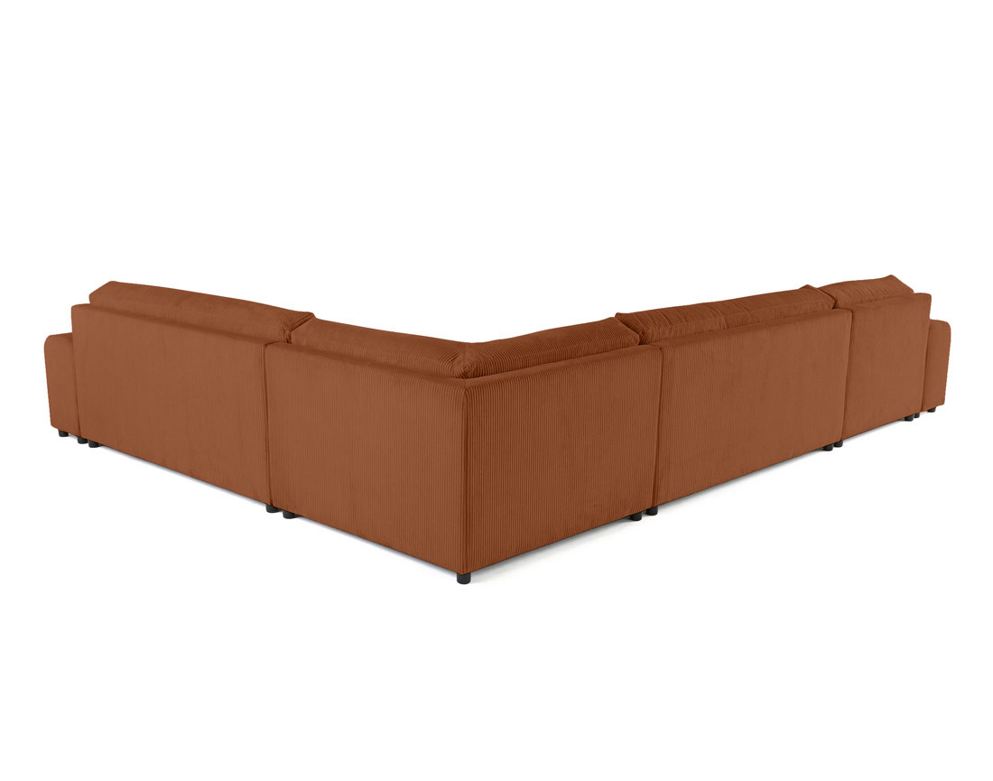 Canapé modulable d'angle droit 8 places en velours côtelé Garance