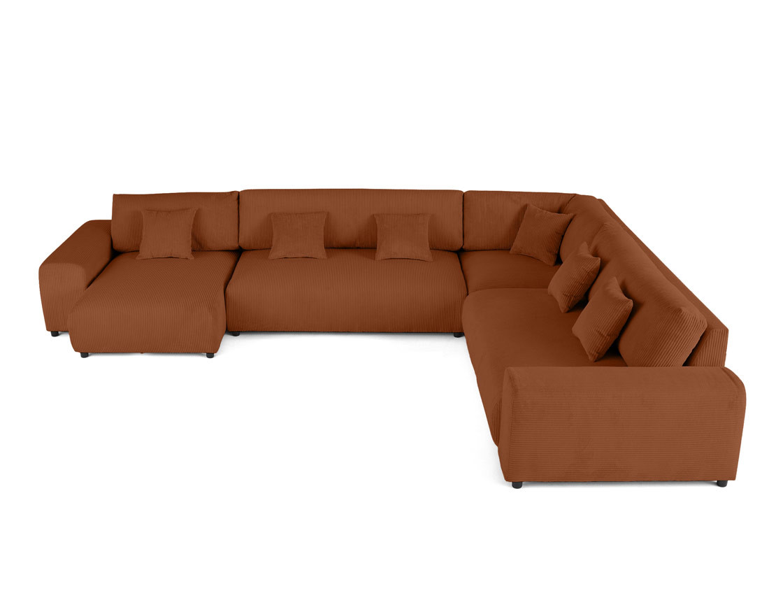 Canapé modulable d'angle droit 8 places en velours côtelé Garance