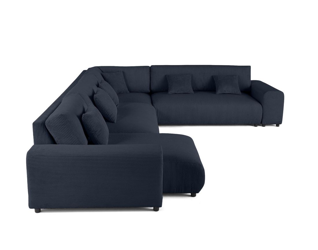 Canapé modulable d'angle droit 8 places en velours côtelé Garance