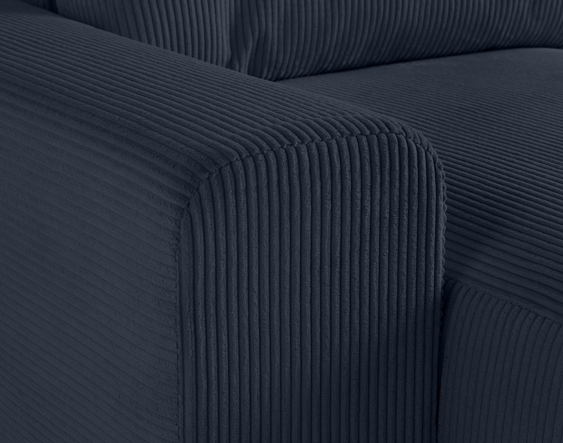 Canapé modulable d'angle droit 8 places en velours côtelé Garance