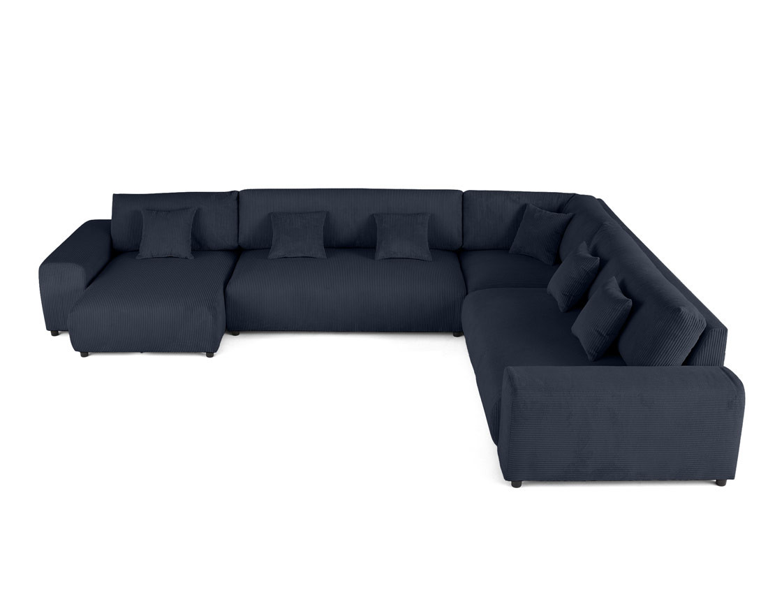 Canapé modulable d'angle droit 8 places en velours côtelé Garance