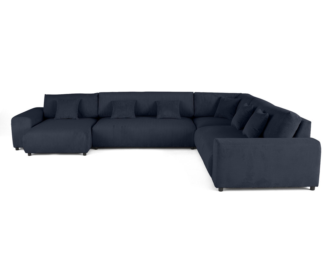 Canapé modulable d'angle droit 8 places en velours côtelé Garance