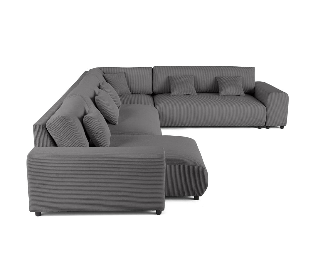 Canapé modulable d'angle droit 8 places en velours côtelé Garance