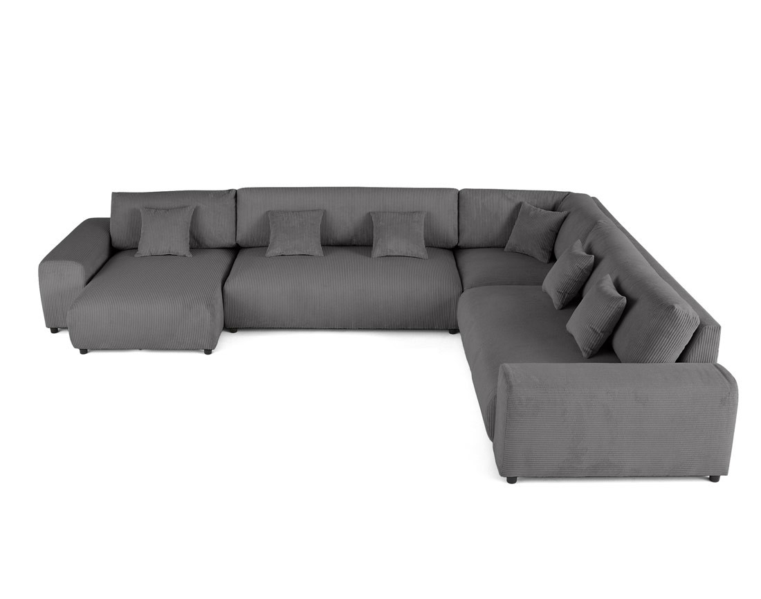 Canapé modulable d'angle droit 8 places en velours côtelé Garance