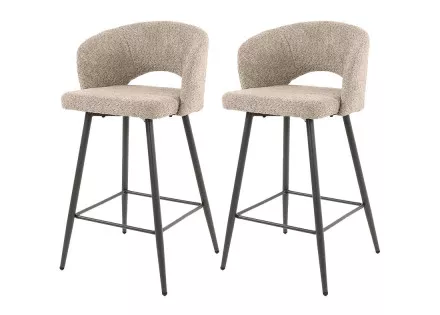 Lot de 2 tabourets de bar en tissu bouclette sable Pattaya