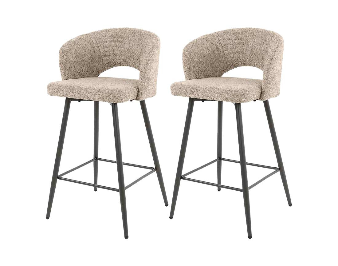 Lot de 2 tabourets de bar en tissu bouclette Pattaya