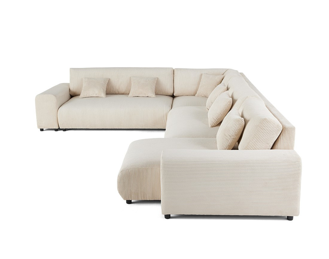 Canapé modulable d'angle gauche 8 places en velours côtelé Garance