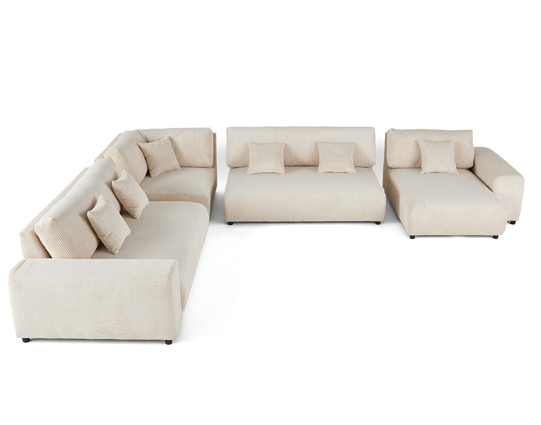 Canapé modulable d'angle gauche 8 places en velours côtelé Garance