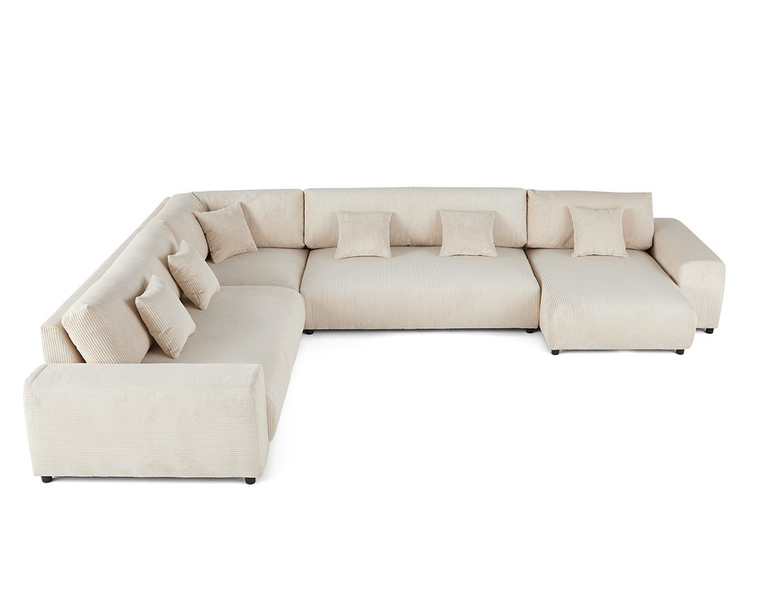 Canapé modulable d'angle gauche 8 places en velours côtelé Garance