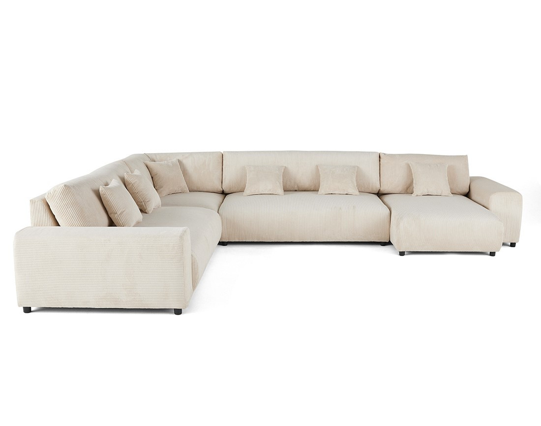Canapé modulable d'angle gauche 8 places en velours côtelé Garance