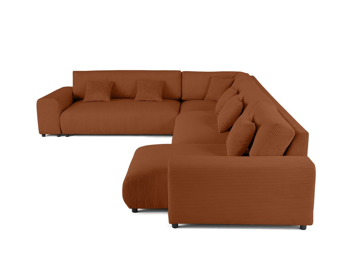 Canapé modulable d'angle gauche 8 places en velours côtelé Garance