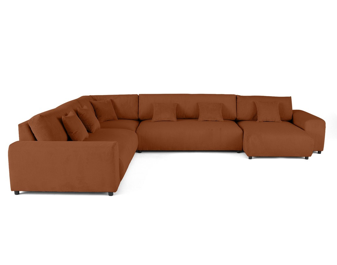 Canapé modulable d'angle gauche 8 places en velours côtelé Garance