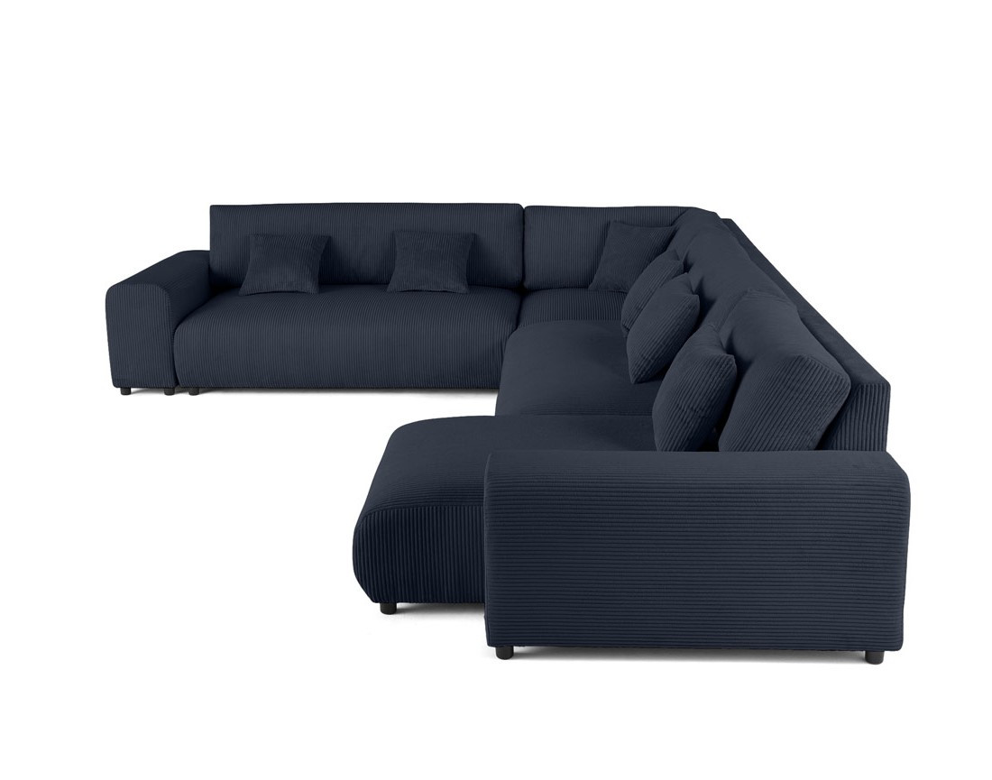 Canapé modulable d'angle gauche 8 places en velours côtelé Garance
