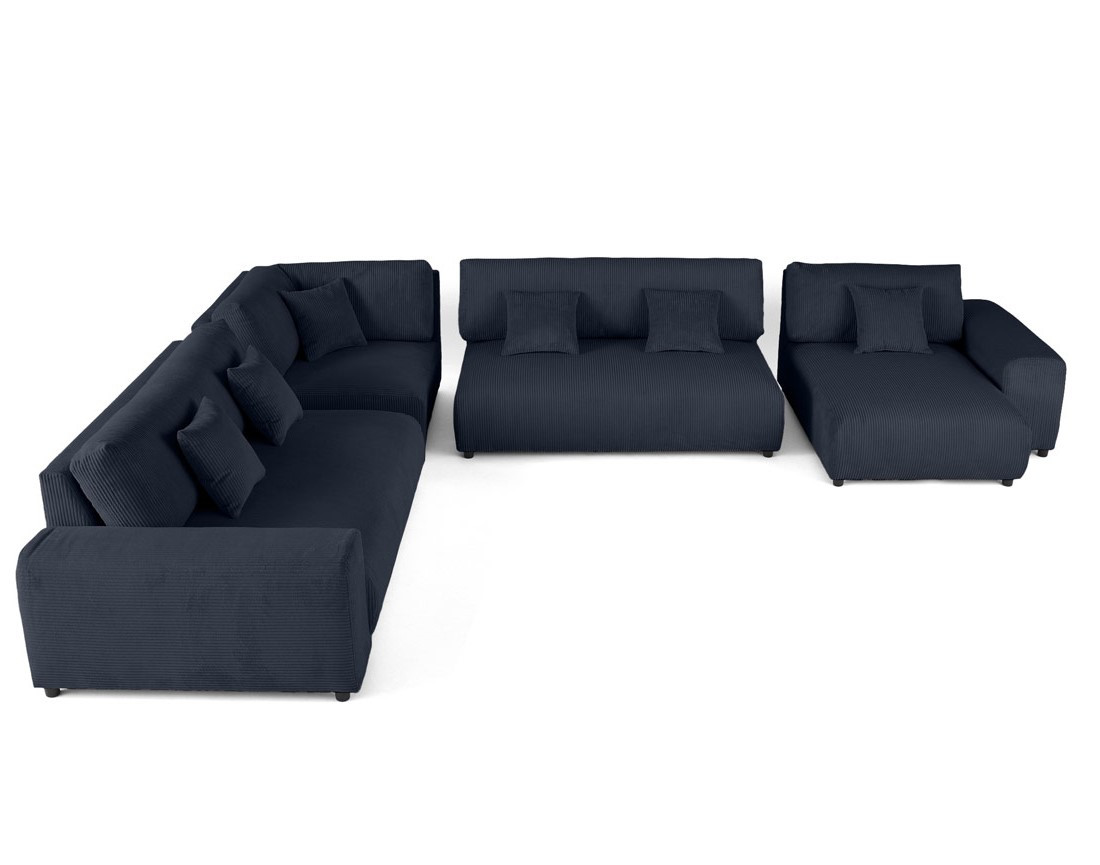 Canapé modulable d'angle gauche 8 places en velours côtelé Garance