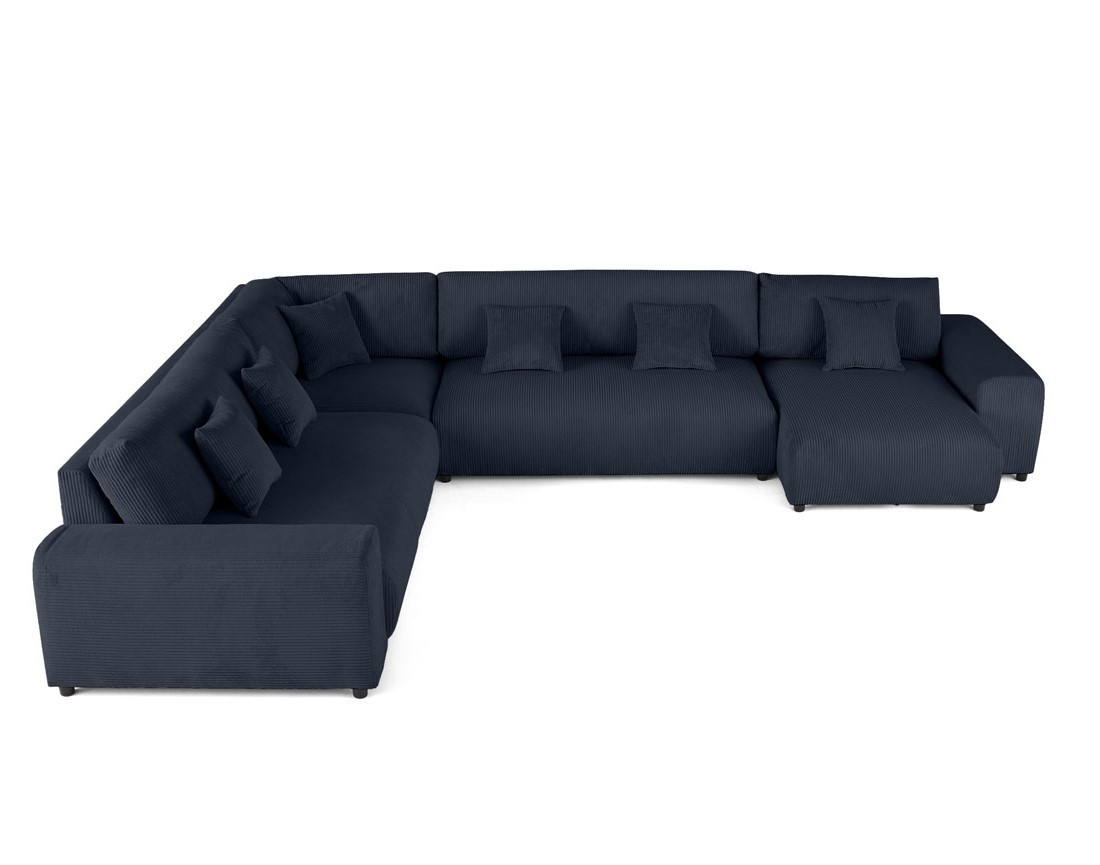Canapé modulable d'angle gauche 8 places en velours côtelé Garance