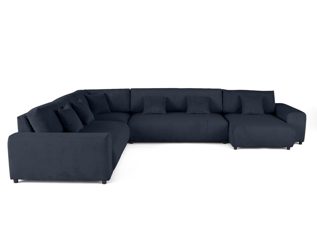 Canapé modulable d'angle gauche 8 places en velours côtelé Garance