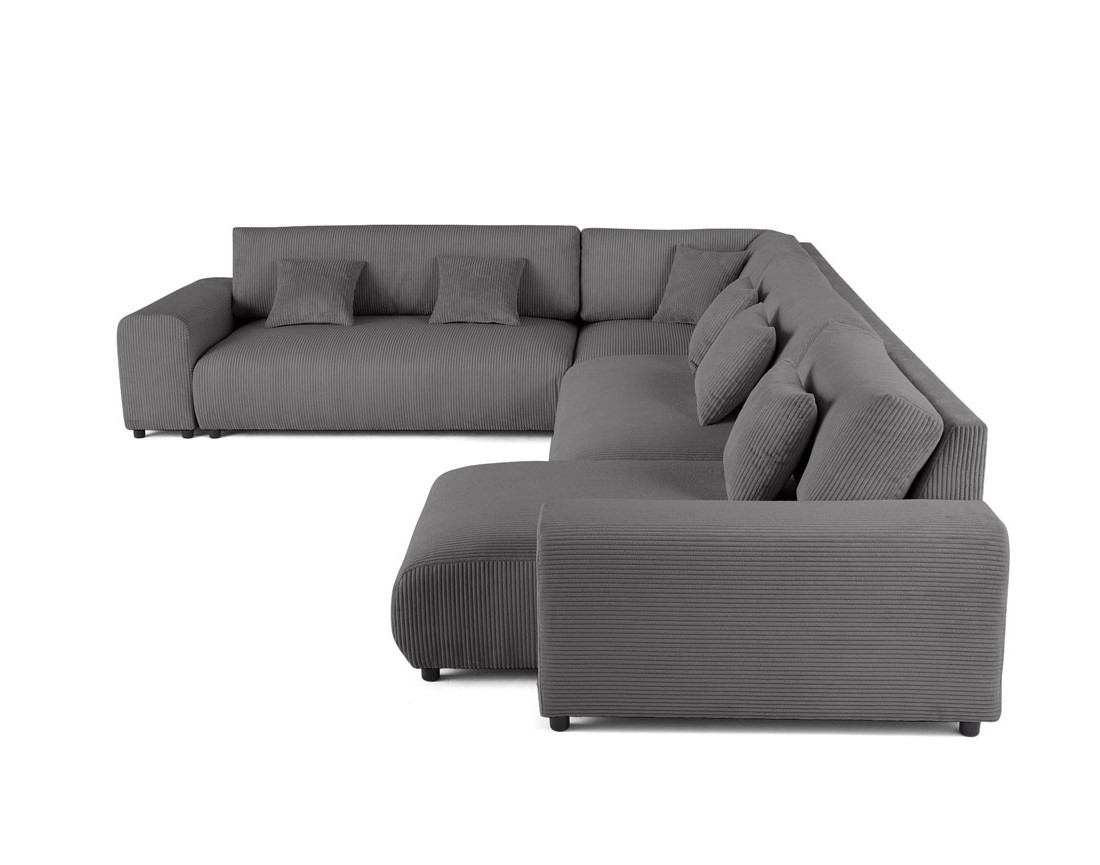 Canapé modulable d'angle gauche 8 places en velours côtelé Garance