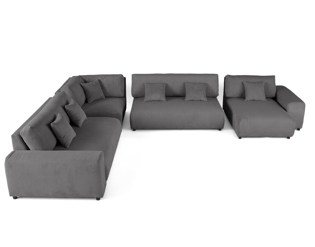 Canapé modulable d'angle gauche 8 places en velours côtelé Garance