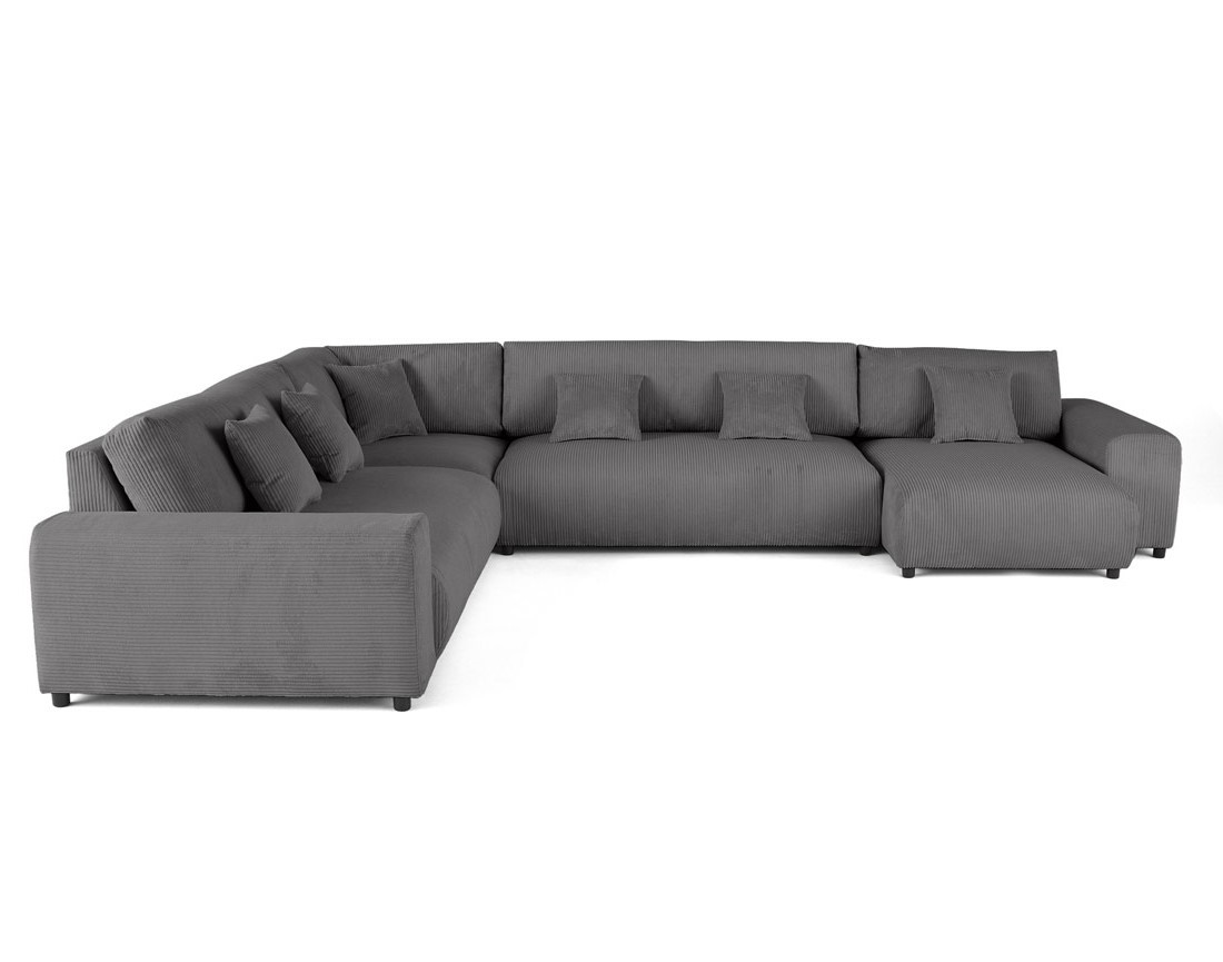 Canapé modulable d'angle gauche 8 places en velours côtelé Garance