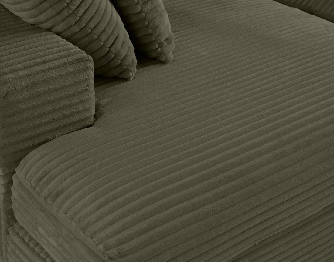 Canapé 4 places avec double méridienne en velours côtelé grosses côtes Collins