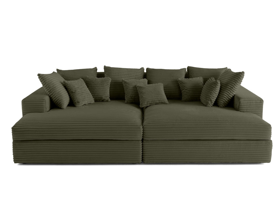 Canapé 4 places avec double méridienne en velours côtelé grosses côtes Collins