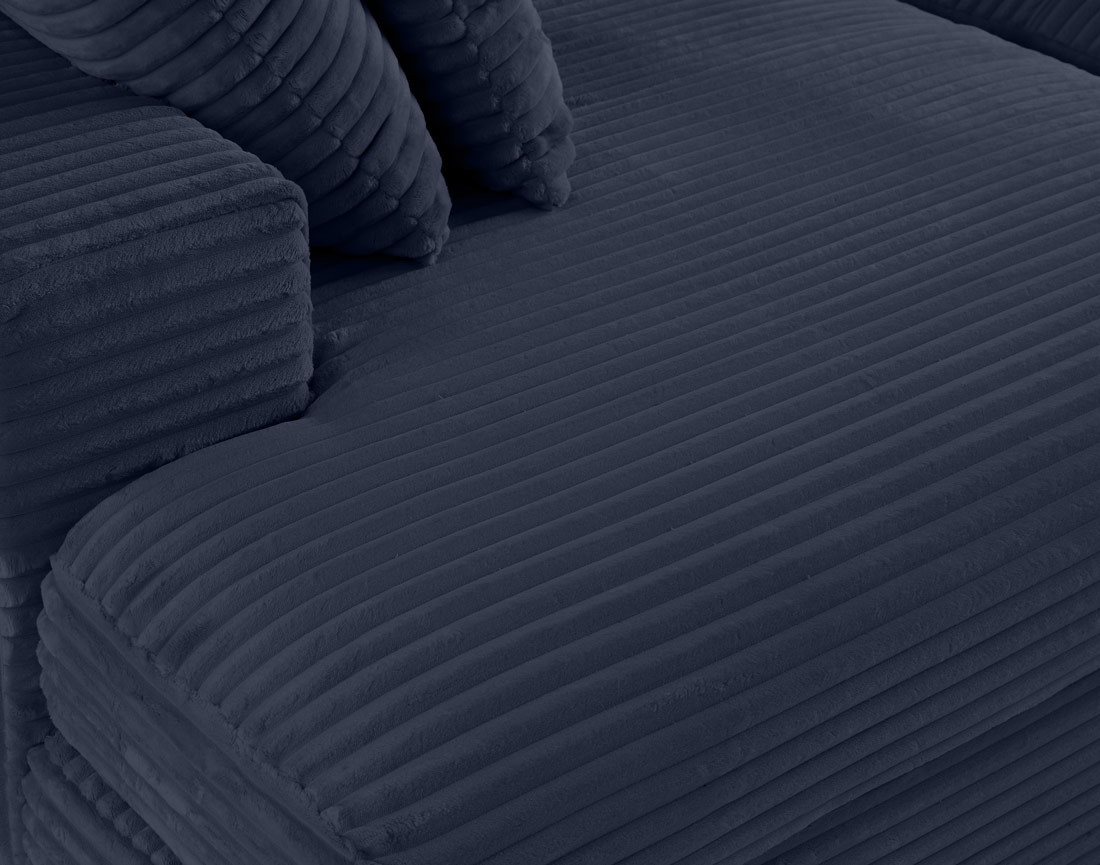 Canapé 4 places avec double méridienne en velours côtelé grosses côtes Collins