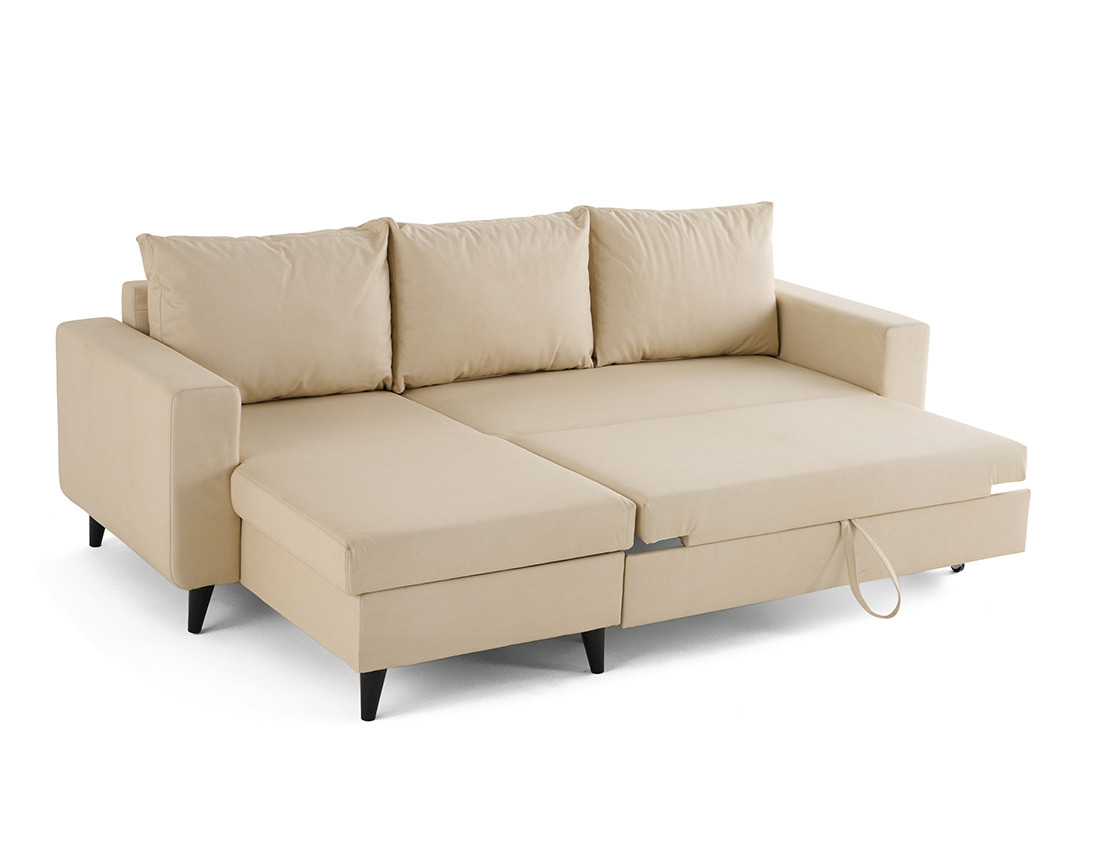 Canapé d'angle réversible 4 places convertible avec coffre en cuir vegan Nordic