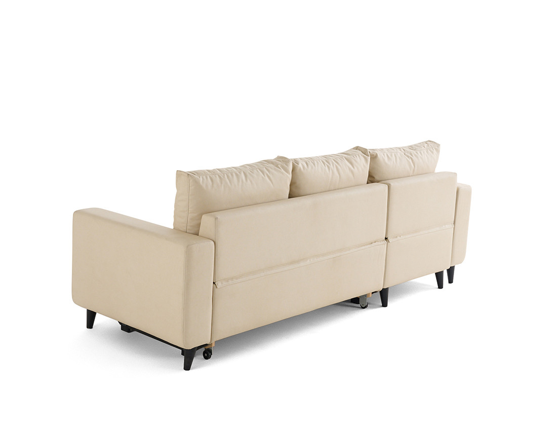 Canapé d'angle réversible 4 places convertible avec coffre en cuir vegan Nordic