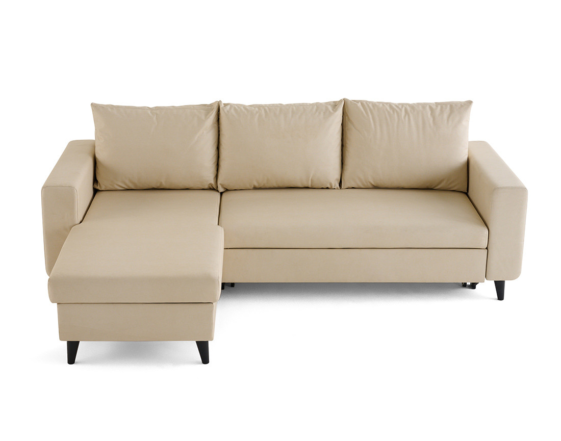 Canapé d'angle réversible 4 places convertible avec coffre en cuir vegan Nordic