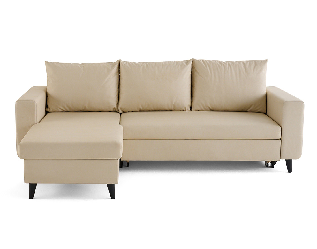Canapé d'angle réversible 4 places convertible avec coffre en cuir vegan Nordic