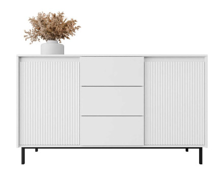 Buffet bas blanc 3 tiroirs et 2 portes 153 cm Girona