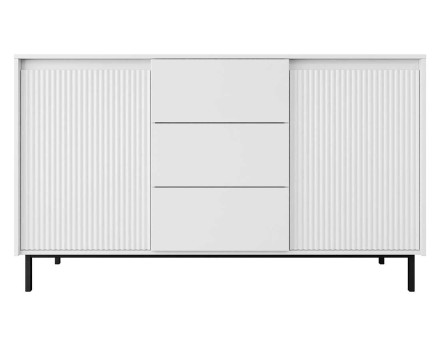 Buffet bas blanc 3 tiroirs et 2 portes 153 cm Girona