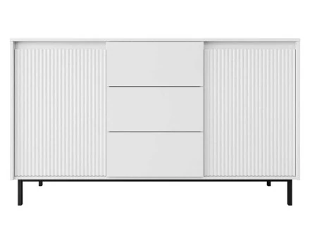Buffet bas blanc 3 tiroirs et 2 portes 153 cm Girona