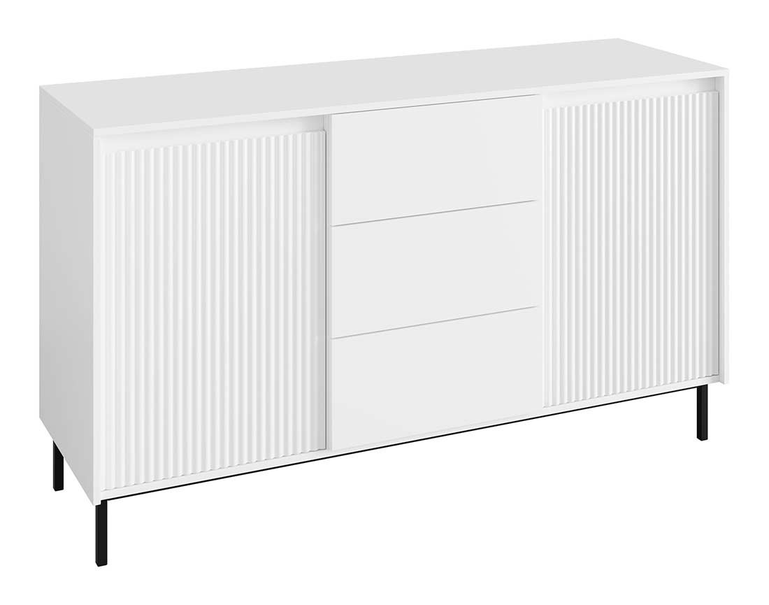 Buffet bas blanc 3 tiroirs et 2 portes 153 cm Girona