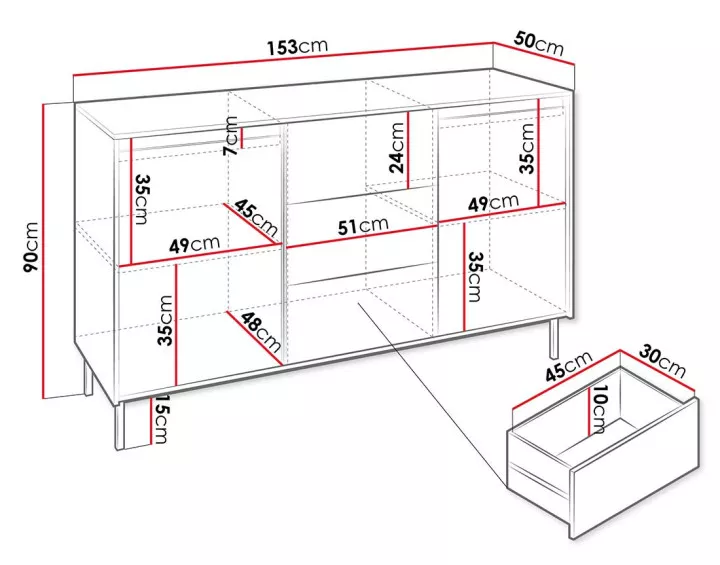 Buffet bas blanc 153 cm Girona