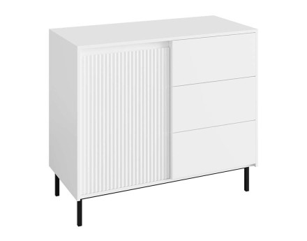 Buffet blanc blanc 3 tiroirs et 1 porte 103 cm Girona