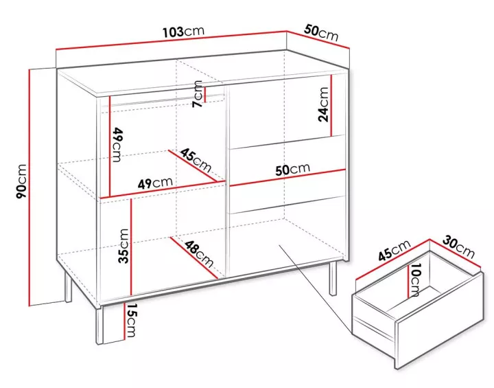 Buffet blanc blanc 103 cm Girona