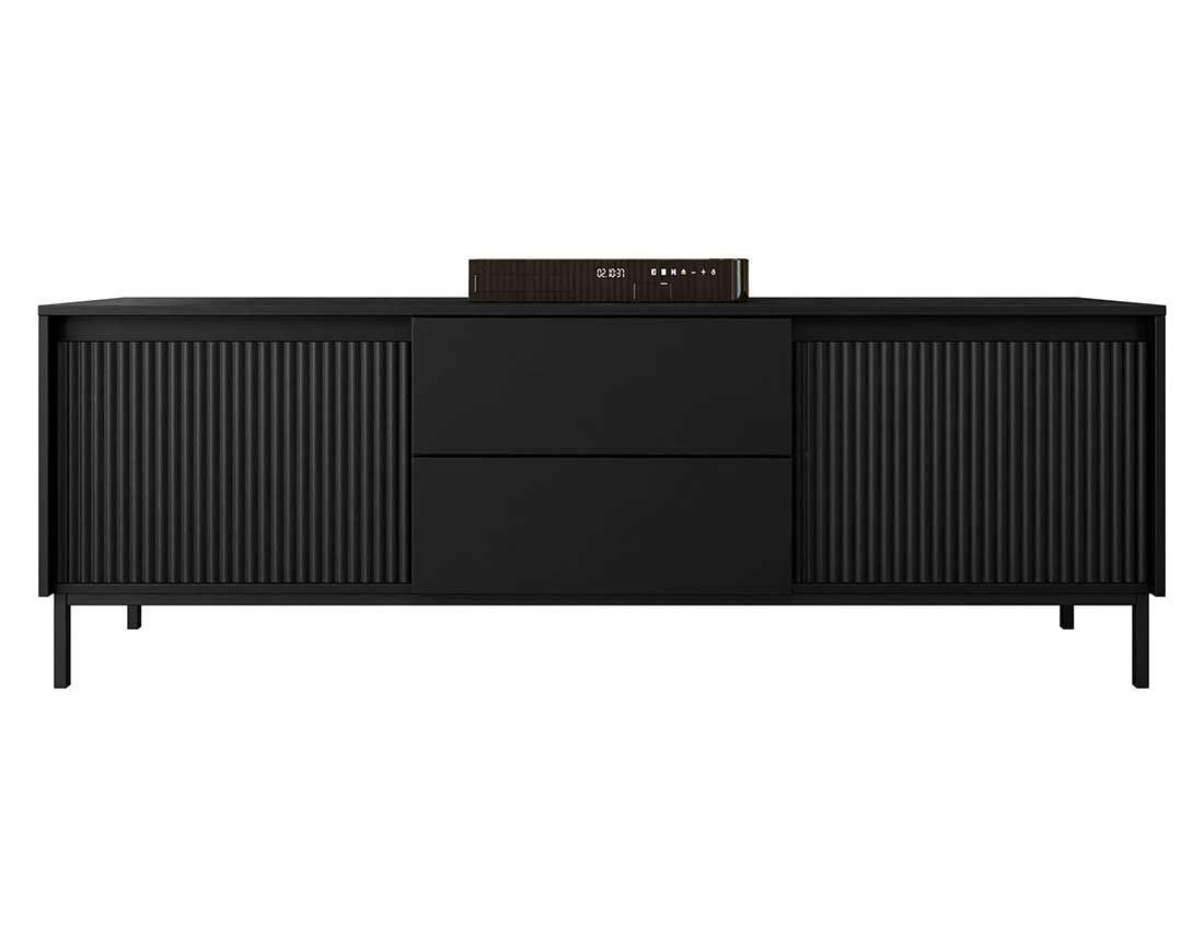 Meuble tv noir 2 portes et 2 tiroirs 174 cm Girona