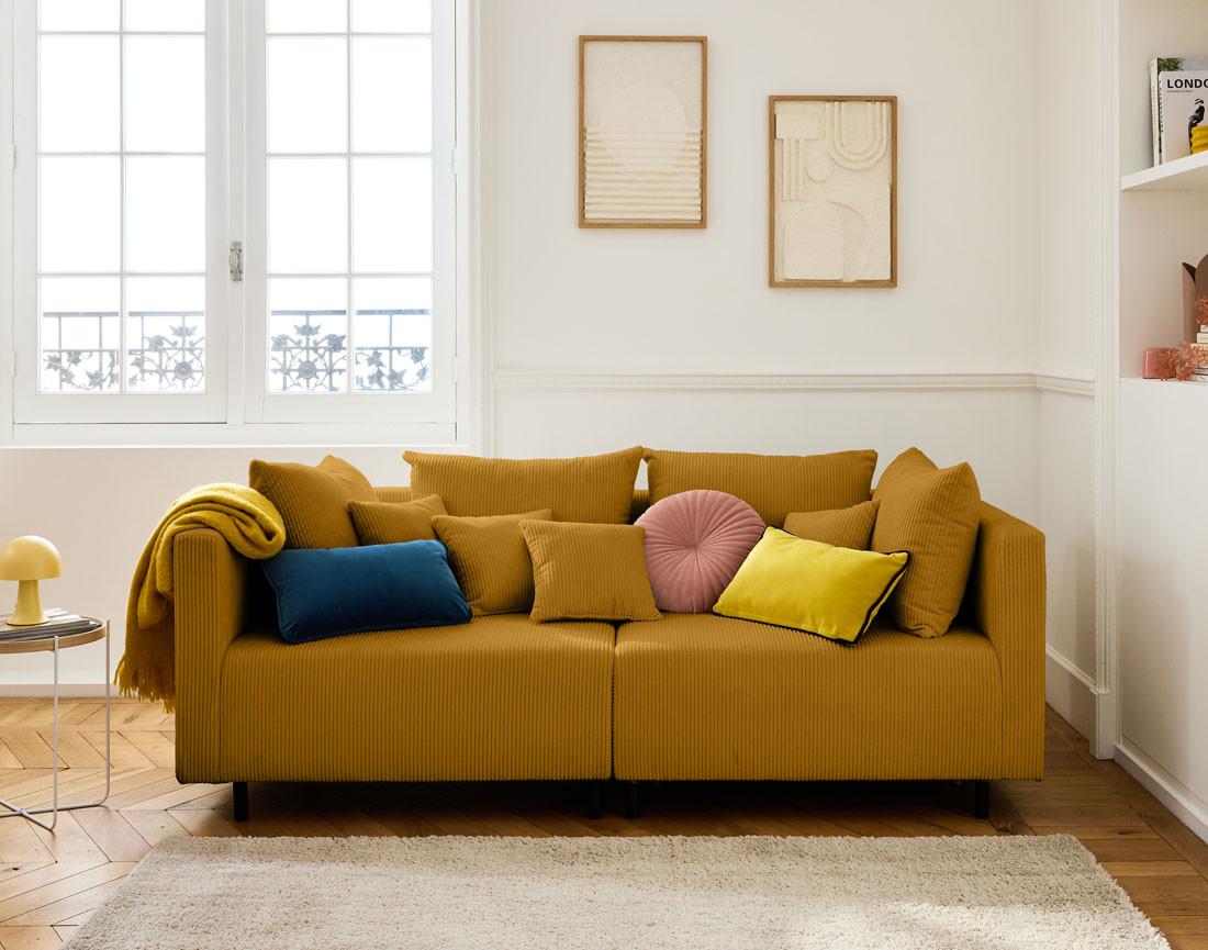 Canapé modulable 2 places en velours côtelé Edinburg