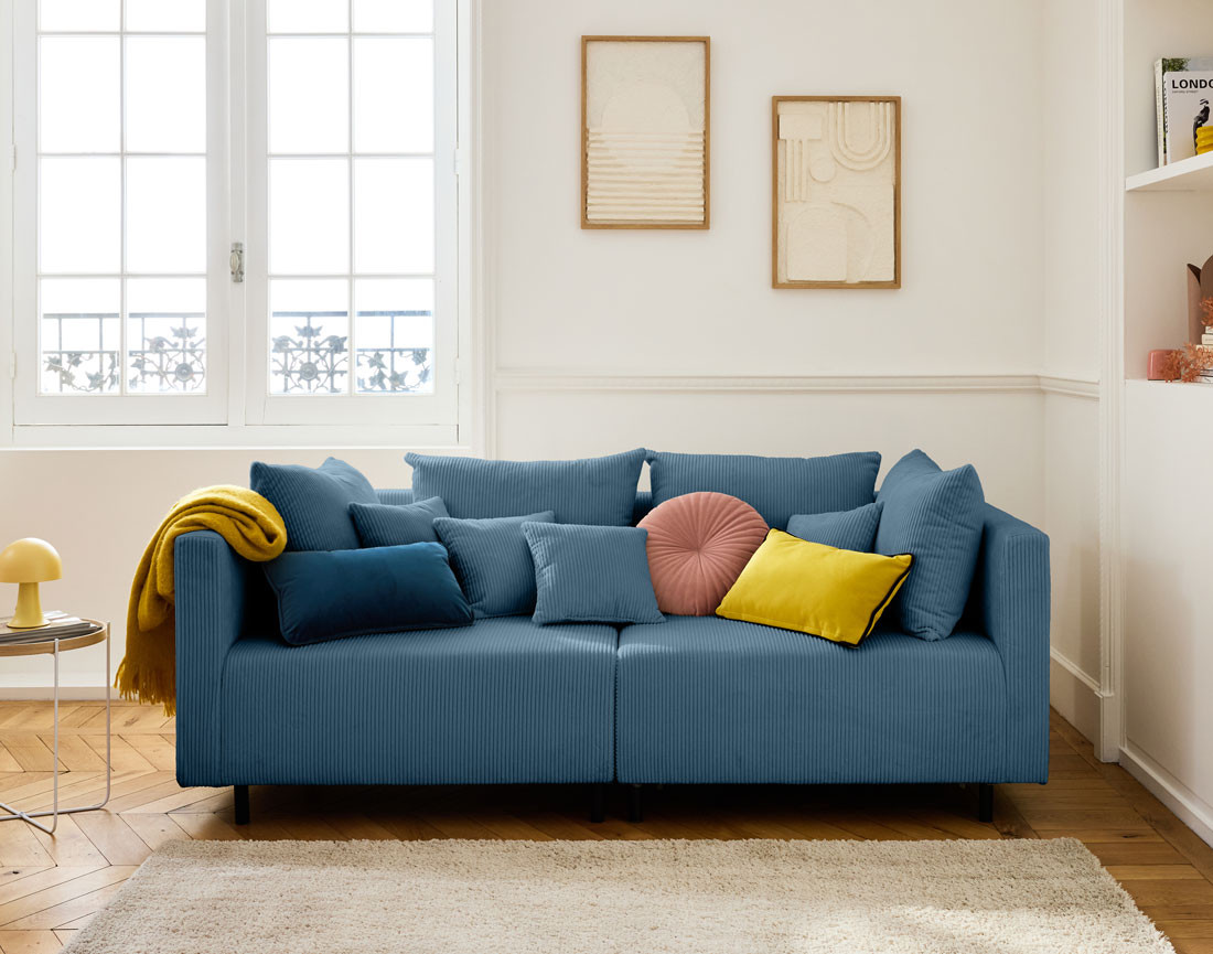 Canapé modulable 2 places en velours côtelé Edinburg