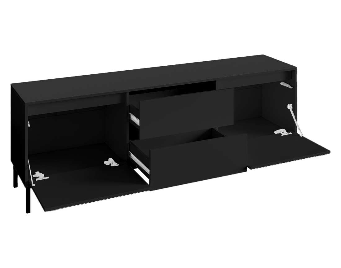 Meuble tv noir 2 portes et 2 tiroirs 174 cm Girona