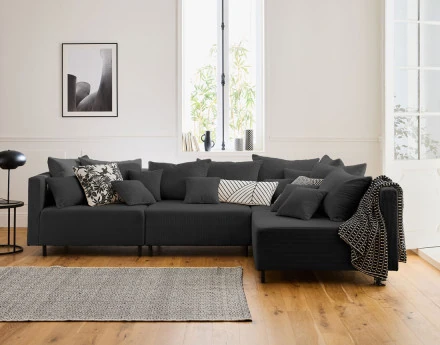 Canapé modulable d'angle réversible 4 places en velours côtelé Edinburg