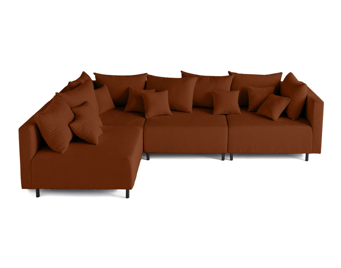 Canapé modulable d'angle réversible 4 places en velours côtelé Edinburg