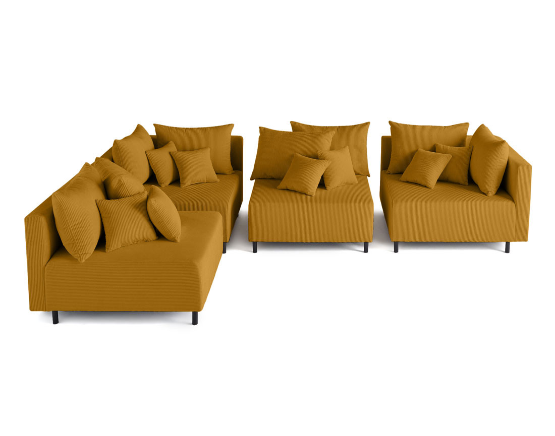 Canapé modulable d'angle réversible 4 places en velours côtelé Edinburg