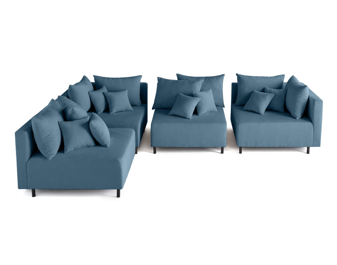 Canapé modulable d'angle réversible 4 places en velours côtelé Edinburg